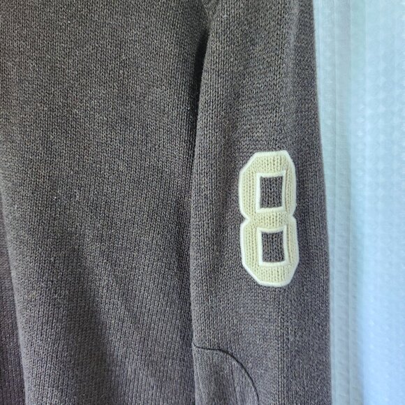 Tommy Hilfiger Sweater Size Medium Knit Brown 1/4 Zip Pullover Patched Elbows - Picture 10 of 10